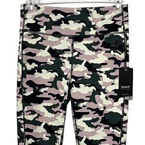 Peach‎ Womens Camo High Waisted Leggings L Athleisure Fitness Exercise